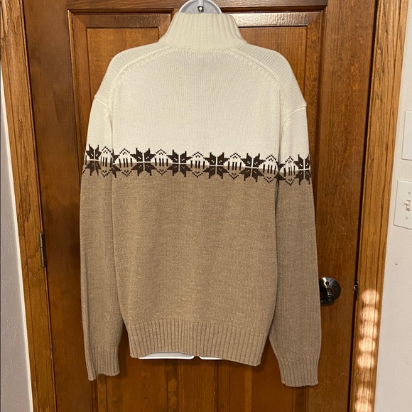 David Taylor Fair Isle zip-up cardigan sweater Brown/Beige pockets Grandpacore L - Picture 6 of 11